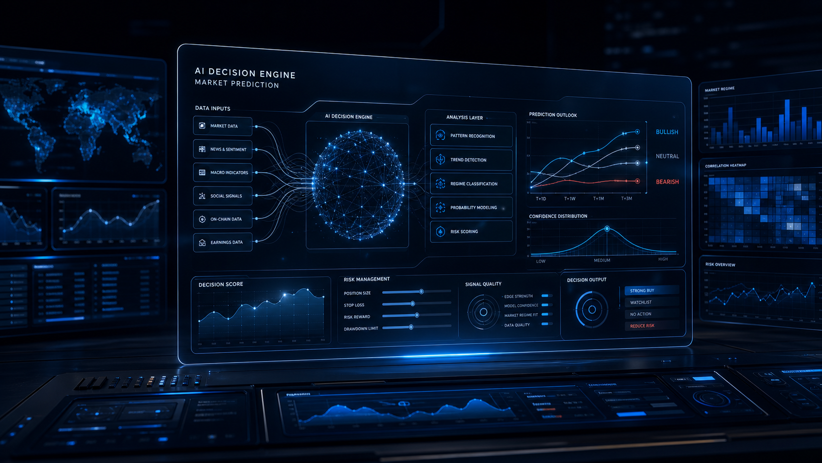 Generated blue and black AI decision engine interface